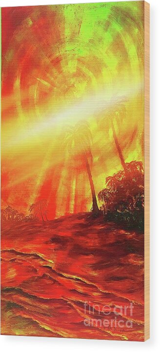 Sunset Beach Wood Print featuring the painting Sunburst by Michael Silbaugh