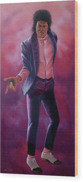 Michael Wood Print featuring the painting Michael Jackson by Loxi Sibley