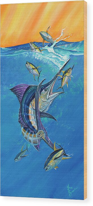Marlin Wood Print featuring the painting Tuna Taker by Mark Ray
