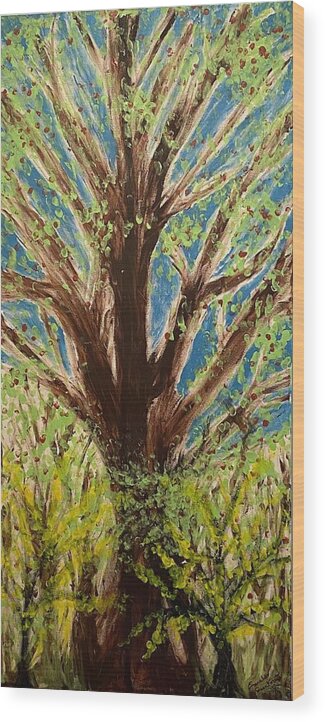 Tree Wood Print featuring the painting Alive Again by Anjel B Hartwell