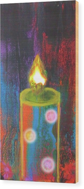 Candle Wood Print featuring the mixed media Candle In The Rain by Anna Adams