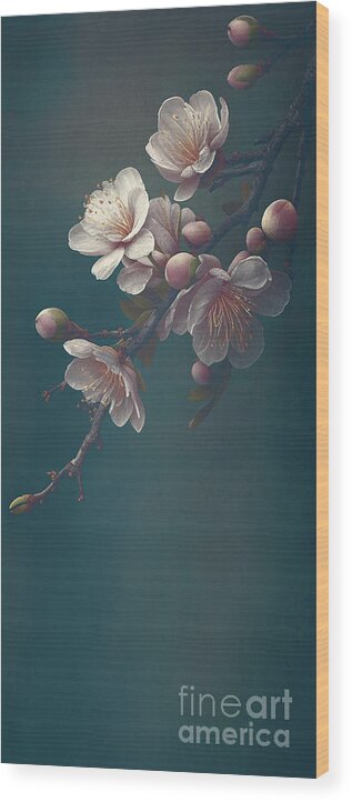Blossom Wood Print featuring the photograph Closeup of spring pastel blooming flower in orchard. Macro cherr by Jelena Jovanovic