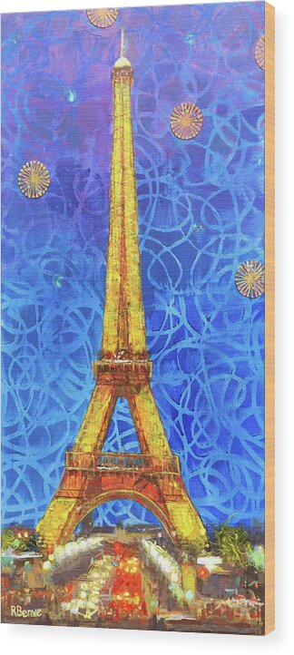 Symbol Wood Print featuring the painting Eiffel Tower by Robie Benve