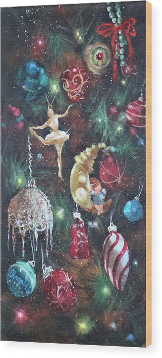 Christmas Ornaments Wood Print featuring the painting Favorite Things by Tom Shropshire