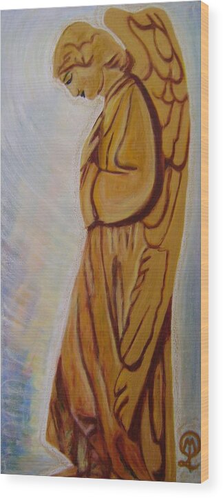 Guardian Angel I Wood Print featuring the painting Guardian Angel I by Therese Legere