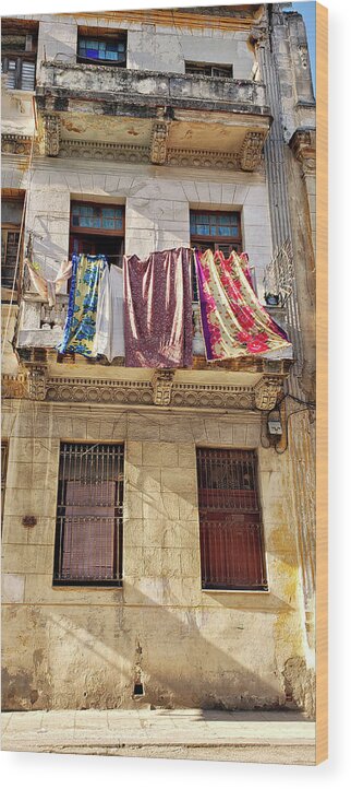 Cuba Wood Print featuring the photograph Laundry Day by Elin Skov Vaeth