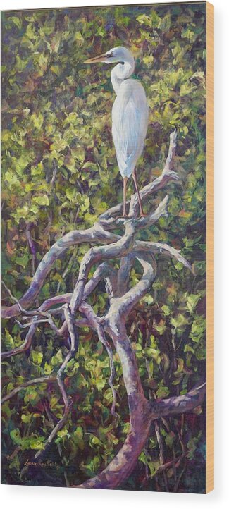Florida Birds Wood Print featuring the painting Mangrove Heron by Laurie Snow Hein