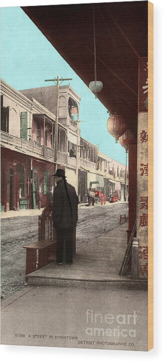 Old Chinatown Wood Print featuring the photograph Old Chinatown in Los Angeles by Sad Hill - Bizarre Los Angeles Archive