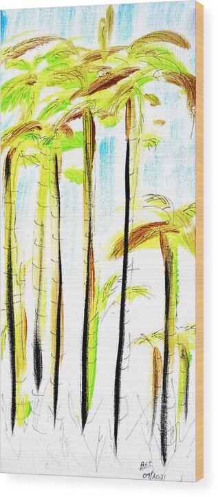 Palm Trees Wood Print featuring the painting Palm Trees by Brent Knippel