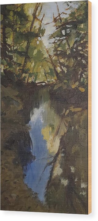 Stream Wood Print featuring the painting Stream by Sheila Romard