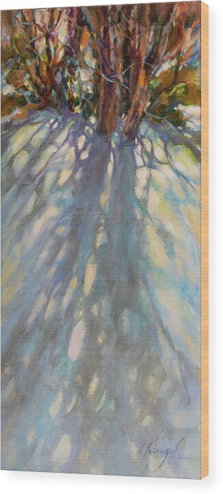 Sunlight On Snow Wood Print featuring the painting Uphill by Carol Klingel
