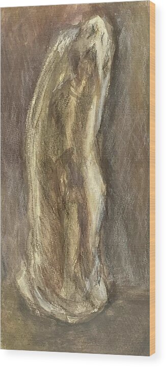 Pigments Wood Print featuring the drawing Wrapped Figure in Brown by David Euler