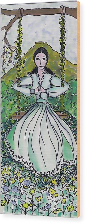 Female Wood Print featuring the painting Lady Virgo by Sherry Killam