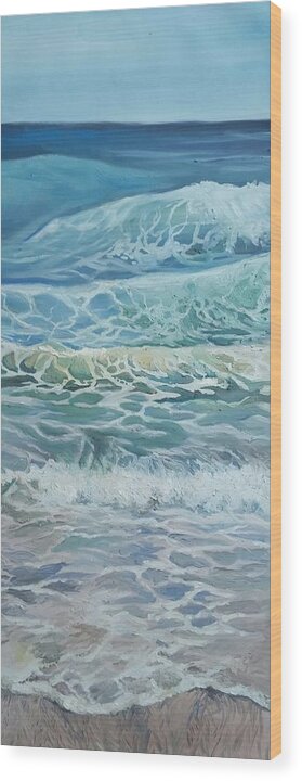 Wave Wood Print featuring the painting Tide by Julie Garcia