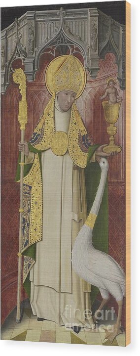 Baby Wood Print featuring the painting Altarpiece From Thuison-les-abbeville: Saint Hugh Of Lincoln, 1490-1500 by French School