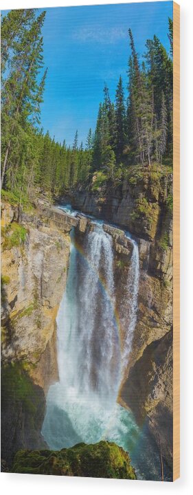 Upper Wood Print featuring the photograph Upper Falls at Johnston Canyon by Owen Weber