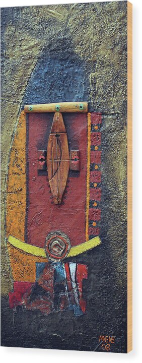 African Art Wood Print featuring the painting This Is Major Tom by Michael Nene