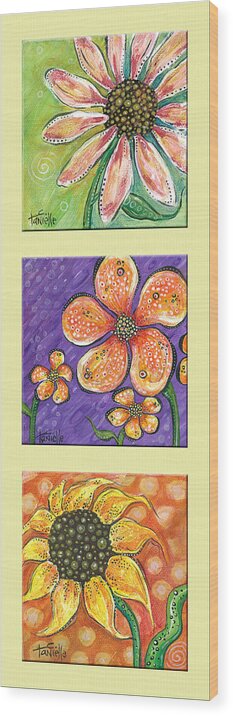 Floral Wood Print featuring the painting Flower Power by Tanielle Childers