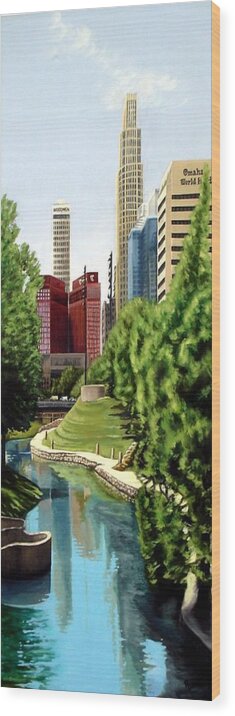 Cityscape Wood Print featuring the digital art Omaha Skyline by Ric Darrell