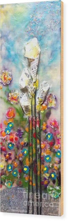 Calla Lily Wood Print featuring the painting Calla Lily Dance by Amy Stielstra