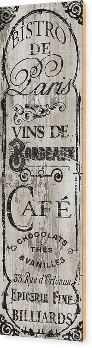 Bistro Wood Print featuring the painting Paris Bistro I by Mindy Sommers