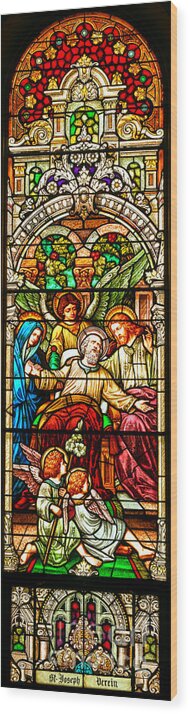 Cathedral Of The Plains Wood Print featuring the photograph Stained Glass Scene 1 - 4 by Adam Jewell