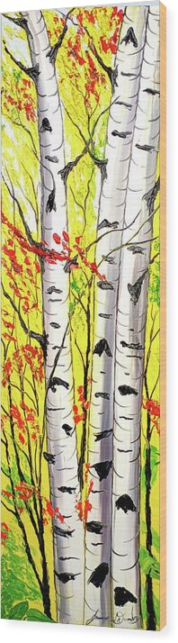  Wood Print featuring the painting Yellow Autumn by Dunbar's Local Art Boutique