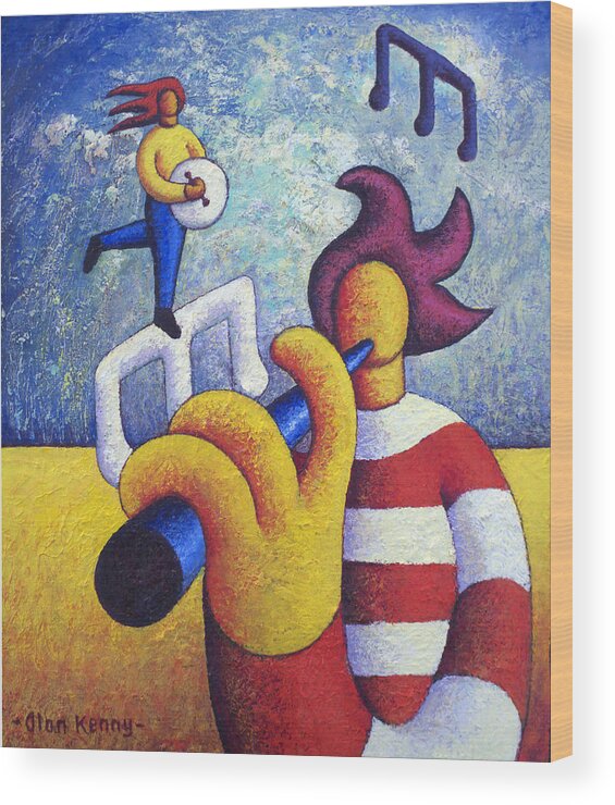  Alan Wood Print featuring the painting Two soft musicians with musical notes by Alan Kenny