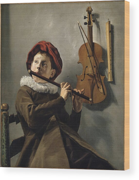 Judith Leyster Wood Print featuring the painting Boy playing the Flute by Judith Leyster