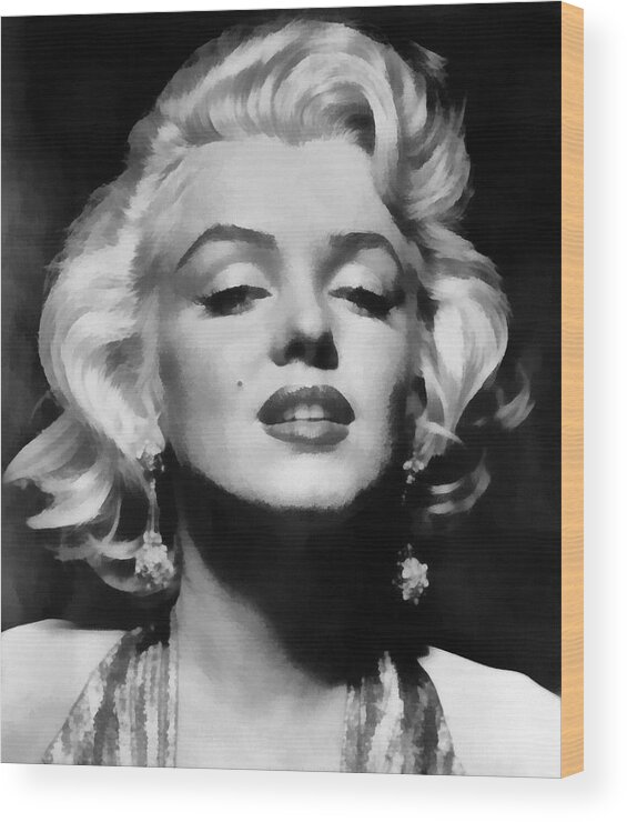 Marilyn Monroe Wood Print featuring the digital art Marilyn Monroe - Black and White #1 by Georgia Clare