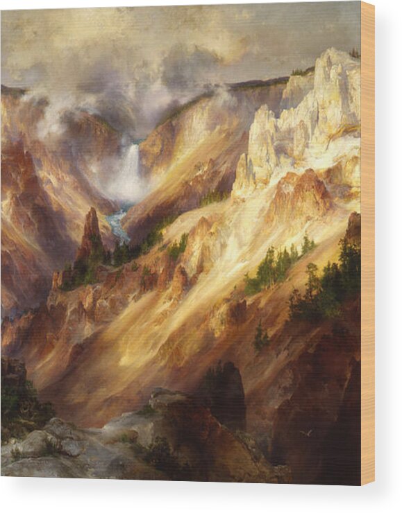 Thomas Moran Wood Print featuring the painting The Grand Canyon of the Yellowstone #6 by Thomas Moran