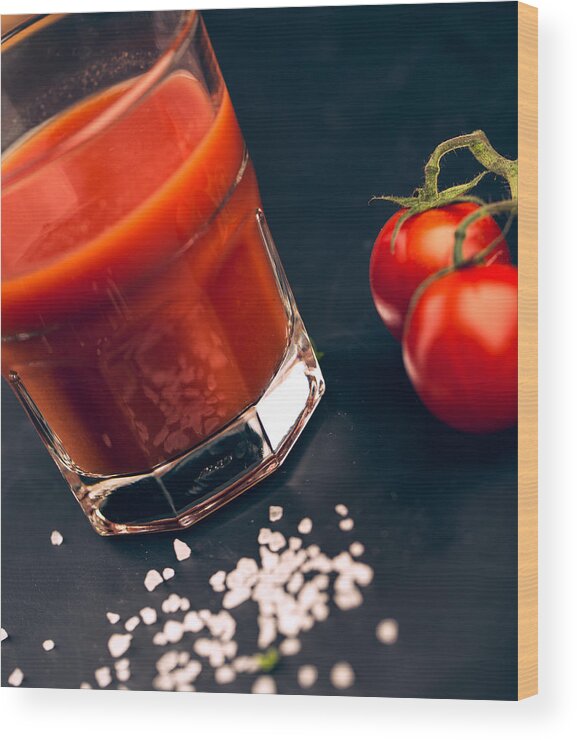 Tomato Wood Print featuring the photograph Tomato Juice #1 by Nailia Schwarz