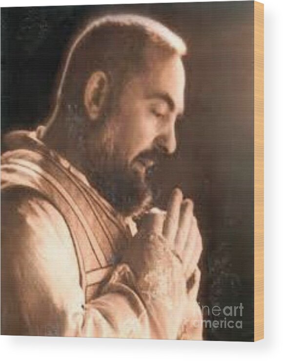 Prayer Wood Print featuring the photograph Padre Pio #13 by Archangelus Gallery