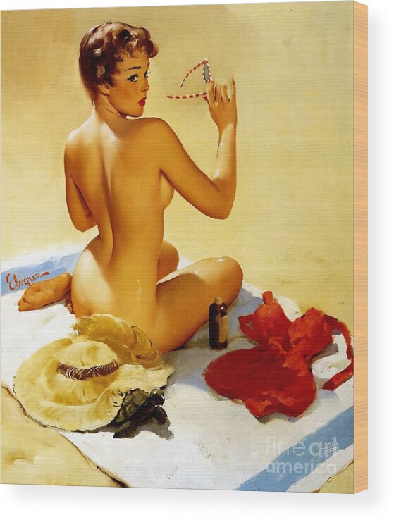 Vintage Pinup Wood Print featuring the photograph 1950's Pin Up Girl by Action