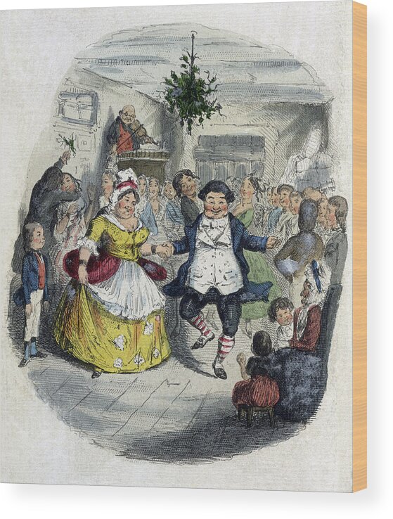 Literature Wood Print featuring the photograph A Christmas Carol, Mr. Fezziwigs Ball by British Library