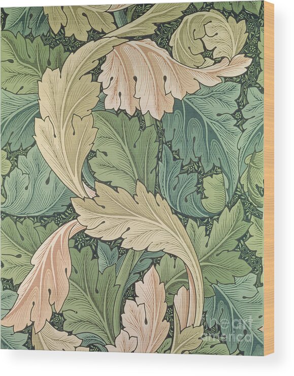 Arts And Crafts Movement Wood Print featuring the tapestry - textile Acanthus wallpaper design by William Morris