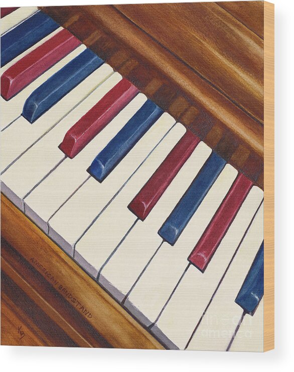 Piano Wood Print featuring the painting American Bandstand by Karen Fleschler