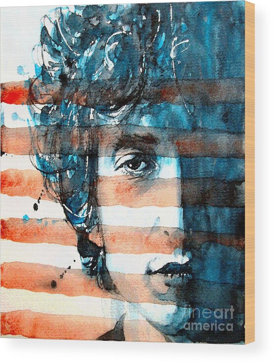 Bob Dylan Wood Print featuring the painting An American icon by Paul Lovering