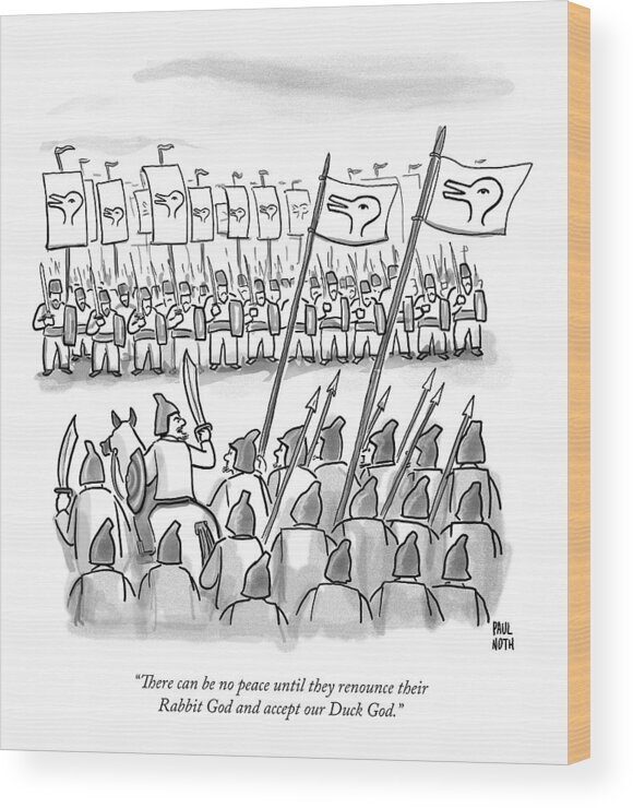 War Wood Print featuring the drawing An Army Lines Up For Battle by Paul Noth
