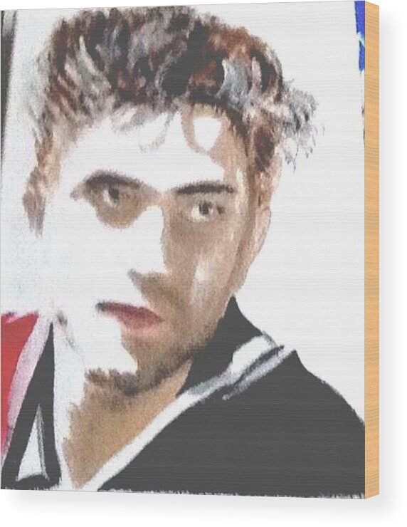 Robert Pattinson Famous Faces Actor Movies Filmstar Popular Paint Wood Print featuring the painting Anja2 by Audrey Pollitt