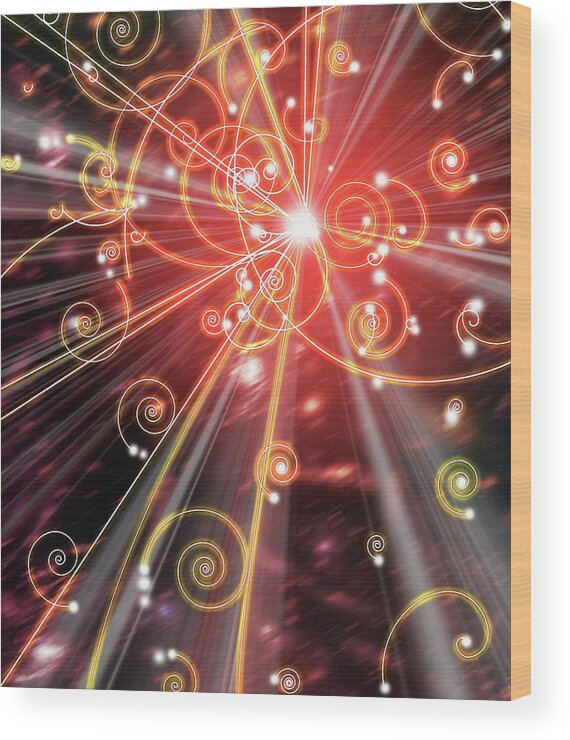 Bubble Chamber Wood Print featuring the photograph Art Of Subatomic Particle Tracks by Mehau Kulyk/science Photo Library