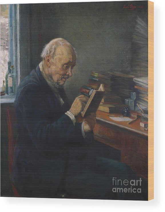 Lars Osa Wood Print featuring the painting Author Ivar Aasen by Lars Osa
