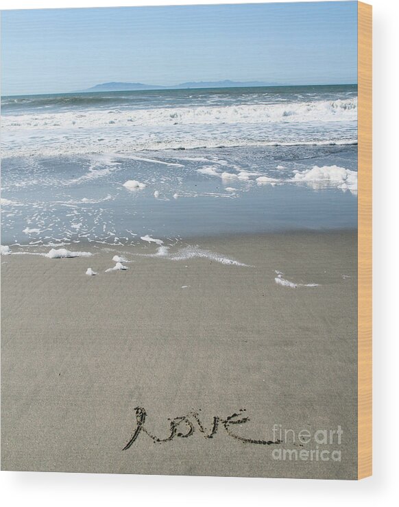 Ocean Wood Print featuring the photograph Beach Love by Linda Woods