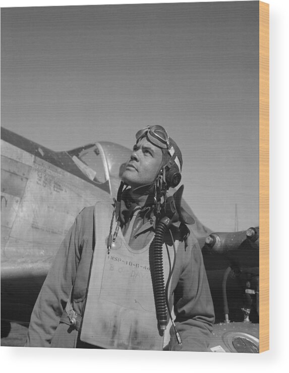 Benjamin Davis Wood Print featuring the photograph Benjamin Davis - WW2 Tuskegee Airmen by War Is Hell Store