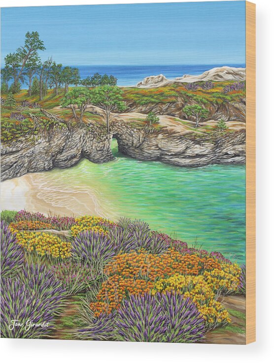 Ocean Wood Print featuring the painting China Cove Paradise by Jane Girardot