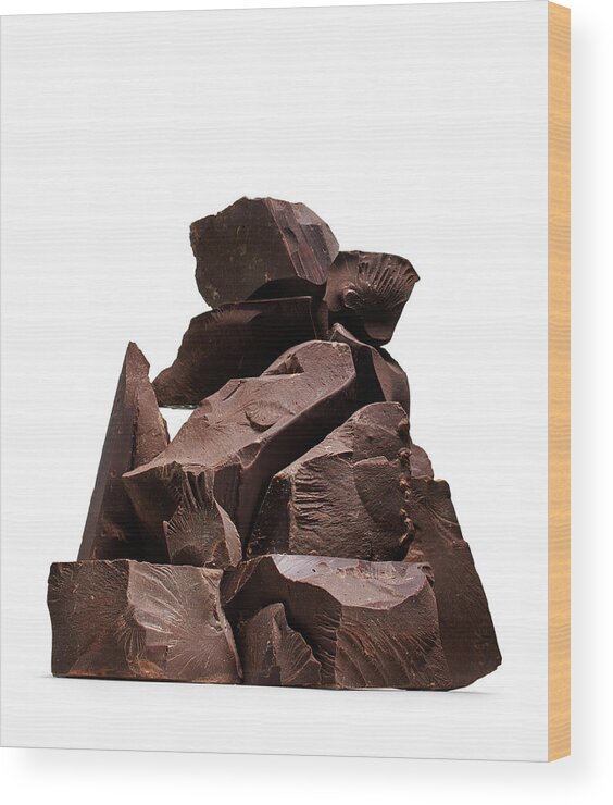 White Background Wood Print featuring the photograph Chocolate Chunks by Lew Robertson