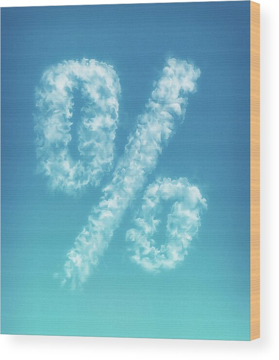 Blue Sky Wood Print featuring the photograph Clouds Forming Percent Symbol In Blue by Ikon Ikon Images