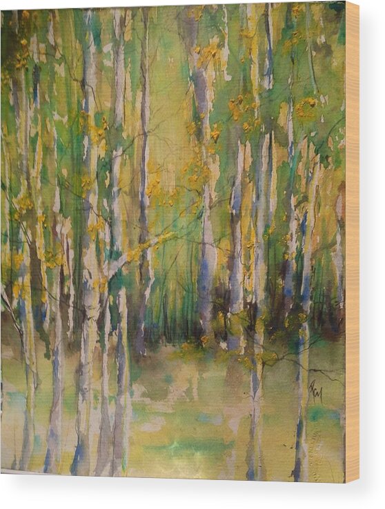 Cottonwood Trees Wood Print featuring the painting Cottonwoods by Robin Miller-Bookhout
