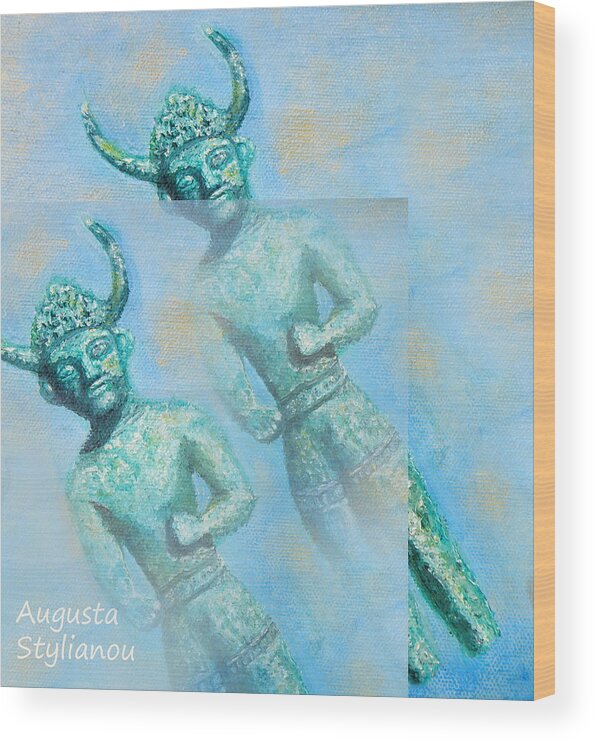 Augusta Stylianou Wood Print featuring the painting Cyprus Gods of Trade by Augusta Stylianou