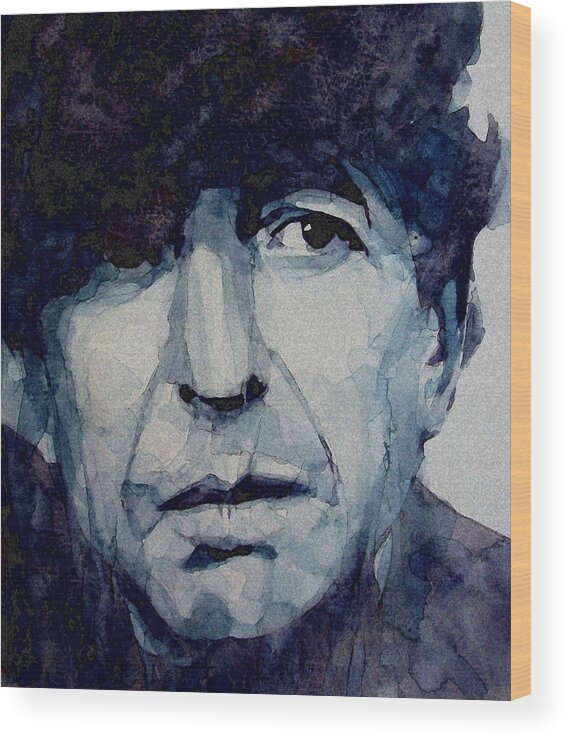 Leonard Cohen Wood Print featuring the painting Famous Blue raincoat by Paul Lovering